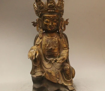 

15"Tibet Tibetan Temple Buddhism Bronze Gild Seat Kwan-yin Bodhisattva Statue