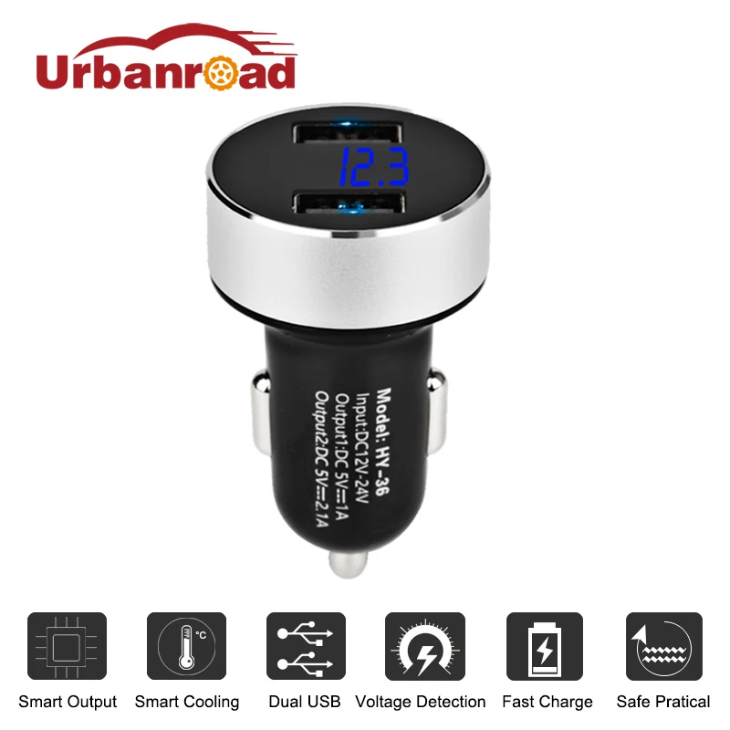 Urbanroad Universal USB Car Charger Adapter Voltage Mobile Phone Smart