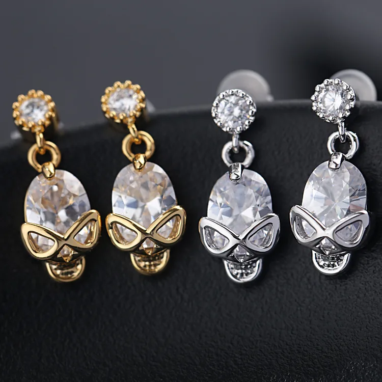 

Skull Earrings for Women Jewelry Silver Color CZ Crystal Stud Earrings Gift Dropshipping
