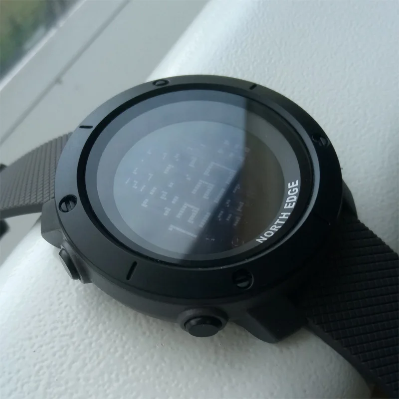 NORTH EDGE цифровые наручные часы водонепроницаемые часы черные аналоговые часы цифровые часы нейлоновый ремешок светодиодный часы reloj hombre - Цвет: Rubber Black