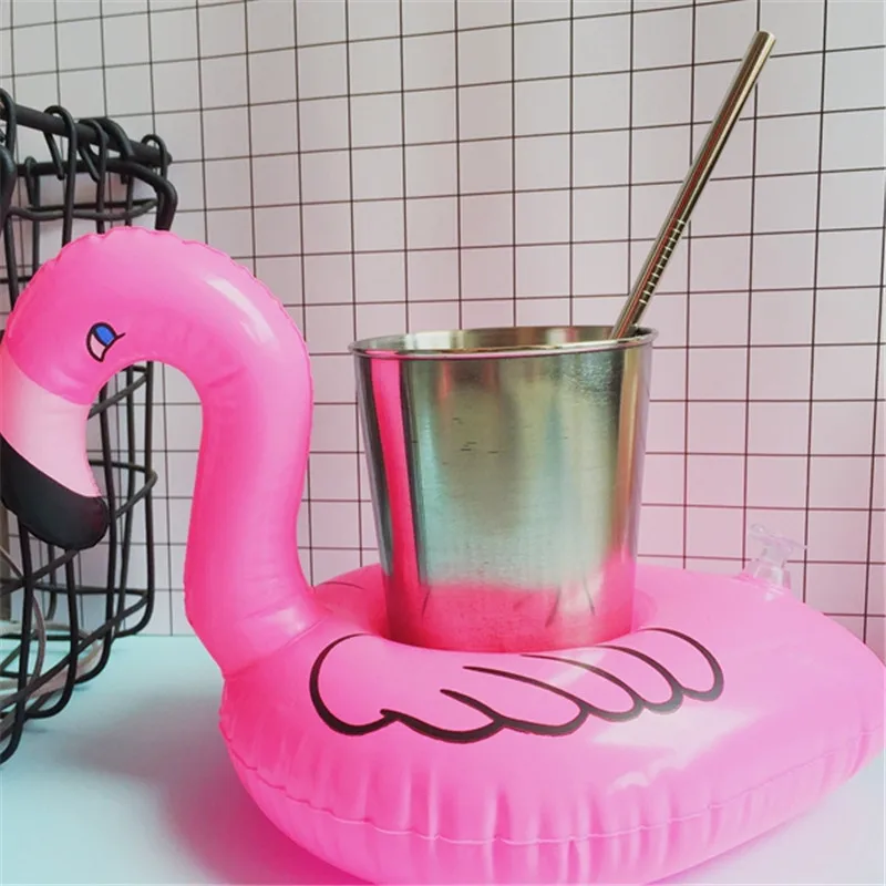 Cute Inflatable Flamingo Drink Can Cell Phone Holder Floating Swimming Stand Pool Bathing Beach Event Party Kids Toy Bath Toy