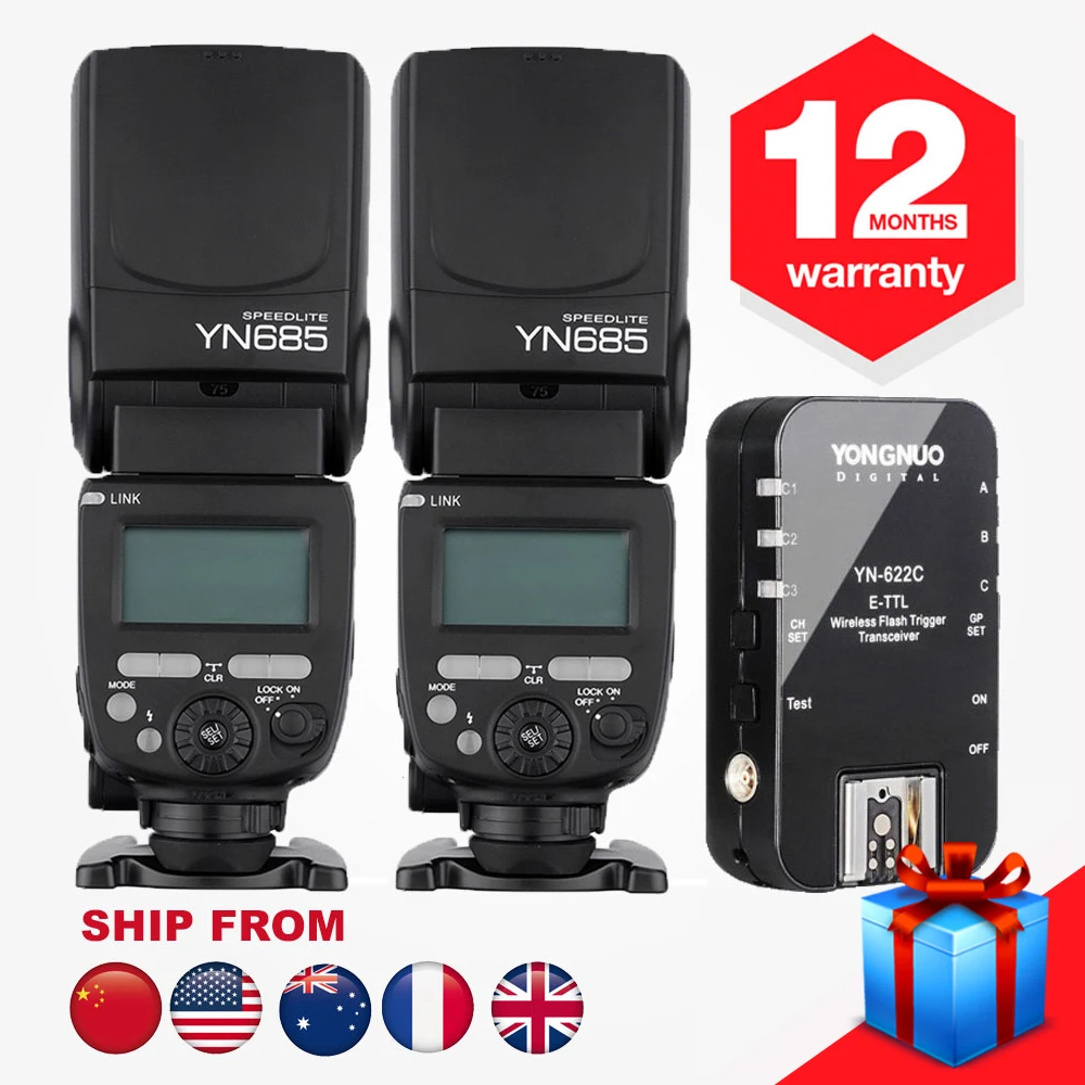 2 ШТ. YN-685 YN685 2.4 ГГц Yongnuo Фотовспышка Беспроводная Вспышка Speedlite Радио Ручной