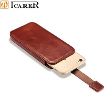 ICARER Vintage Mobile Téléphone Sac Pochette pour IPhone 7 Plus 6 6 S Plus De Luxe En Cuir Véritable Pousser Holster Case pour IPhone 6 6 S 7