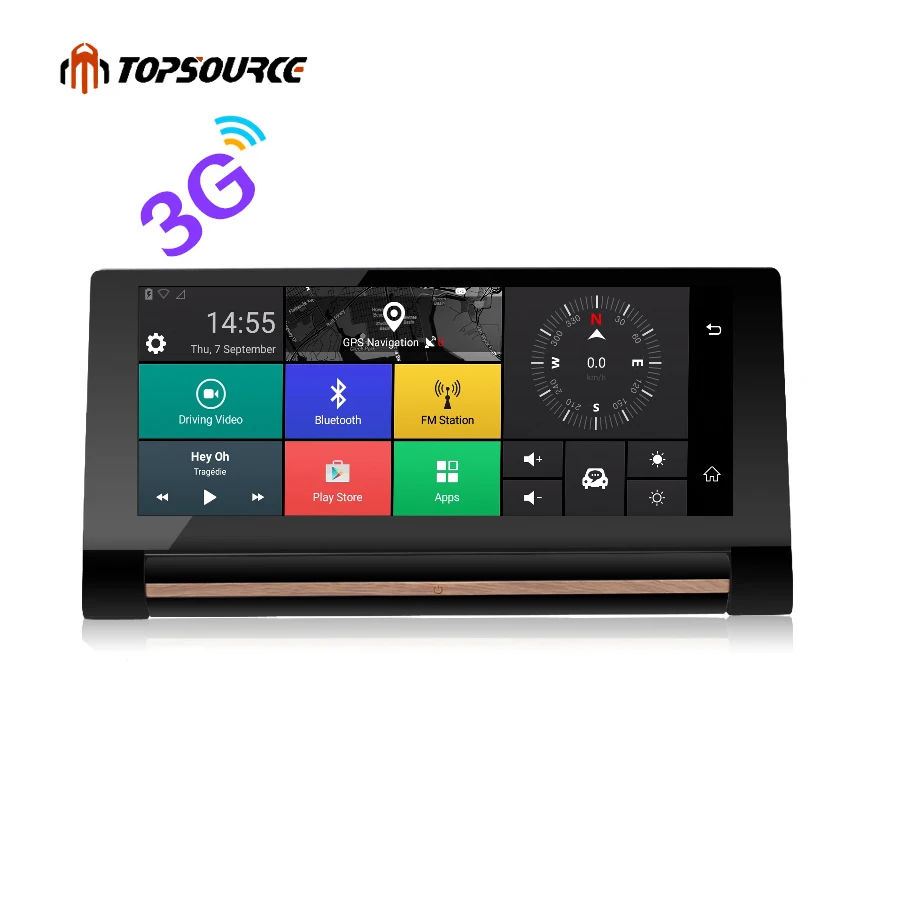 

TOPSOURCE 2017 3G Car GPS Navigation Dual Camera Bluetooth Android gps Navigator Automobile with Car DVR sat nav Free GPS maps