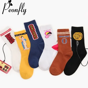 

PEONFLY Novelty printing Cotton casual Socks Women Cute Cartoon Film Club Bubble bubble child Funny Fashion short socks female