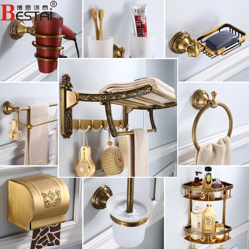 European Antique Carved Towel Rack Space Aluminum Bathroom Shelf Paper Box Wall Mount Towel Bar Bathroom Hardware Pendant Set European Antique Carved Towel Rack Space Aluminum Bathroom Shelf Paper Box Wall Mount Towel Bar Bathroom Hardware Pendant Set