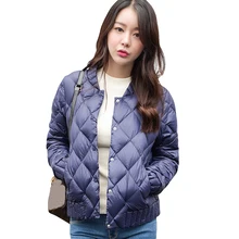 Ультра легкая зимняя куртка-пуховик женщин 90% белая утка вниз куртка Аргайл пальто ветрозащитный Теплый легкий пальто RE0814