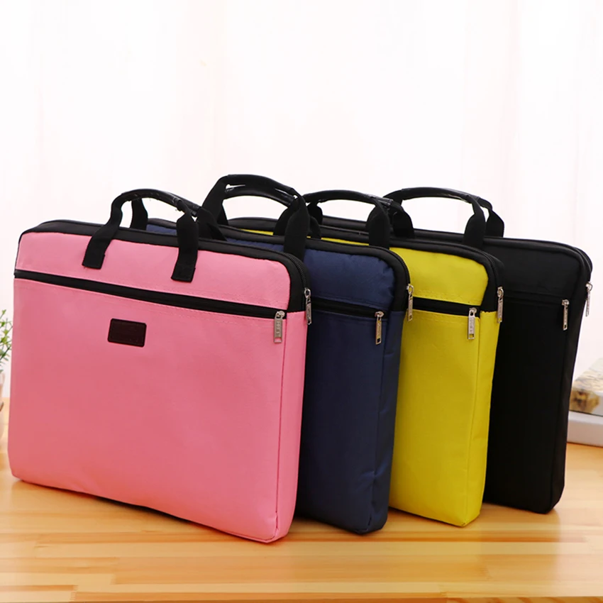 

Canvas Zipper Handbag Paper Documents Storage Bag A4 File Folder Portable Briefcase Stationery Office Supplies Customize Logo
