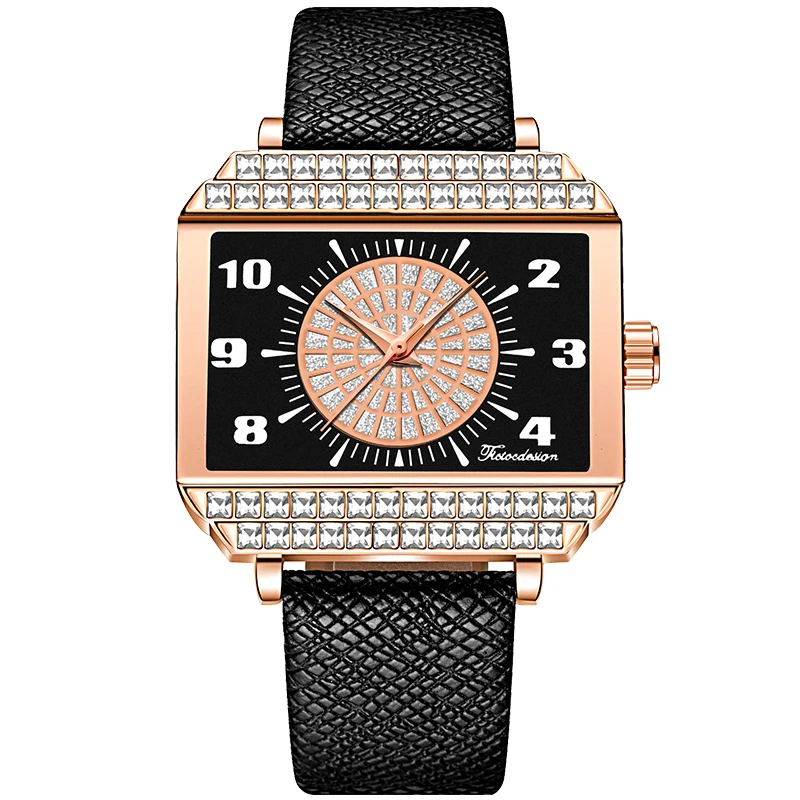 

BINKADA Genuine Square Watch Lady Fashion Watch Quartz Watch Waterproof Belt Simple Rhinestone Relogio Feminino Erkek Kol Saati