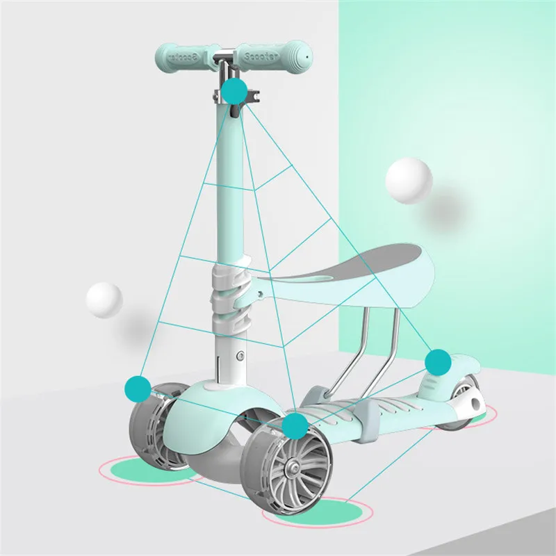 

3 In 1 Kids Children Scooter Baby Walker Three-Wheeled Detachable Seat Adult Children Kick Scooter Foldable Baby Health Sports