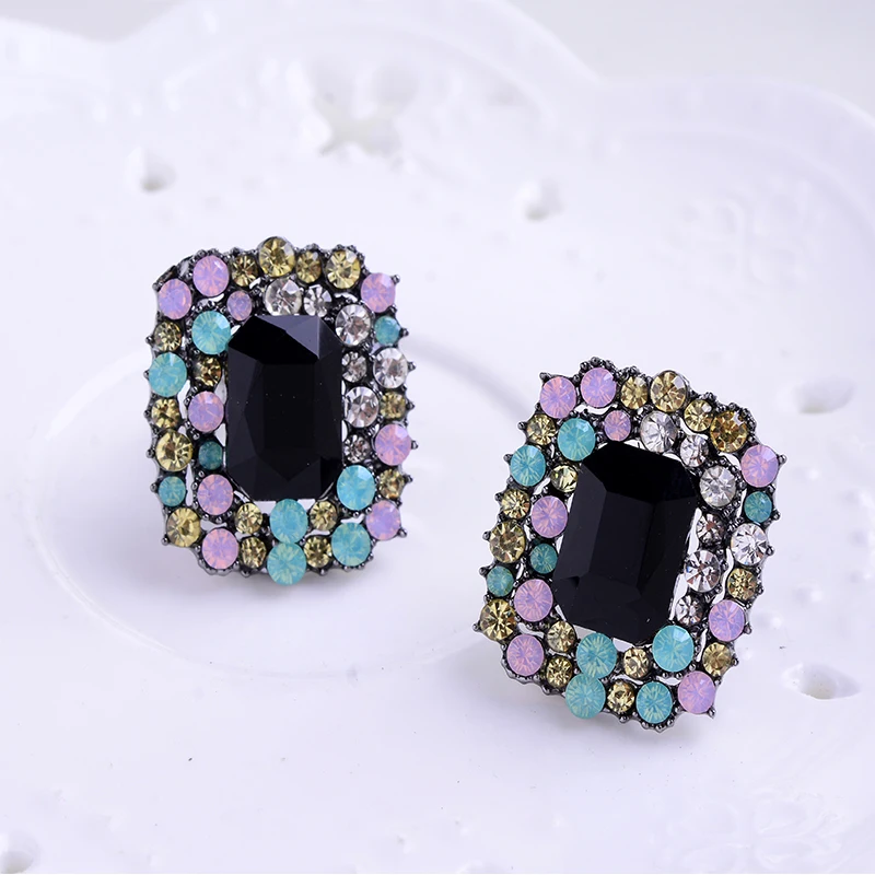 Opal Stone Jewelry 2016 Newest Crystal Stud Earrings for Woman Christmas Party Earrings Factory Wholesale Fast Shipping 4Colors