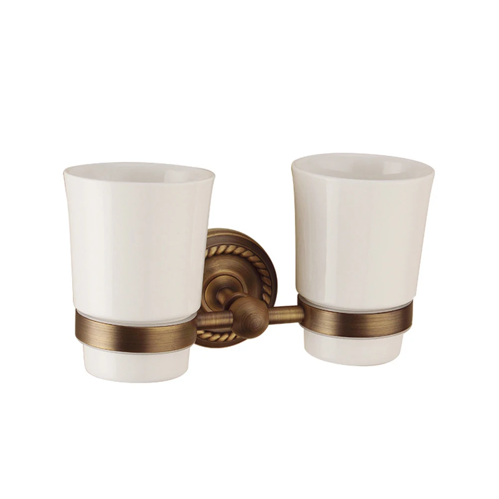 Двойной держатель чашки пара настенные антикварные медные керамические держатели чашек зубная щетка подставка для стаканов для ванной комнаты дома отеля