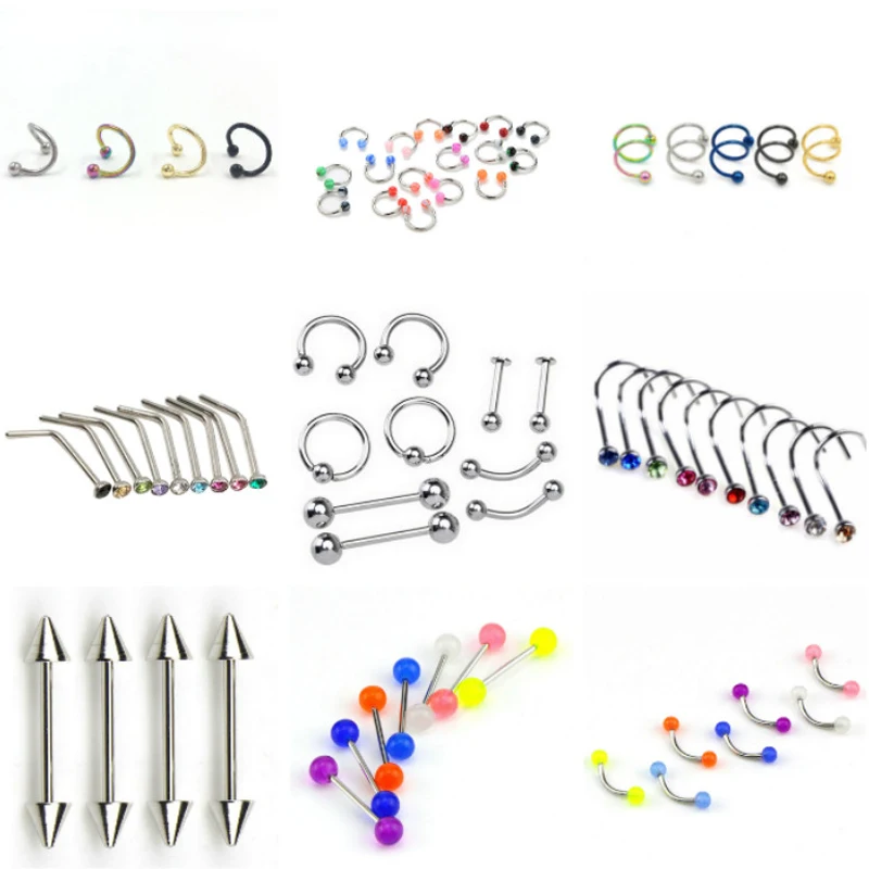 

1/10pc Steel Belly Button Piercings Ear Stud Segment Ring Nose Ring Lip Eyebrow Piercings Barbell Body Jewelry Piercing