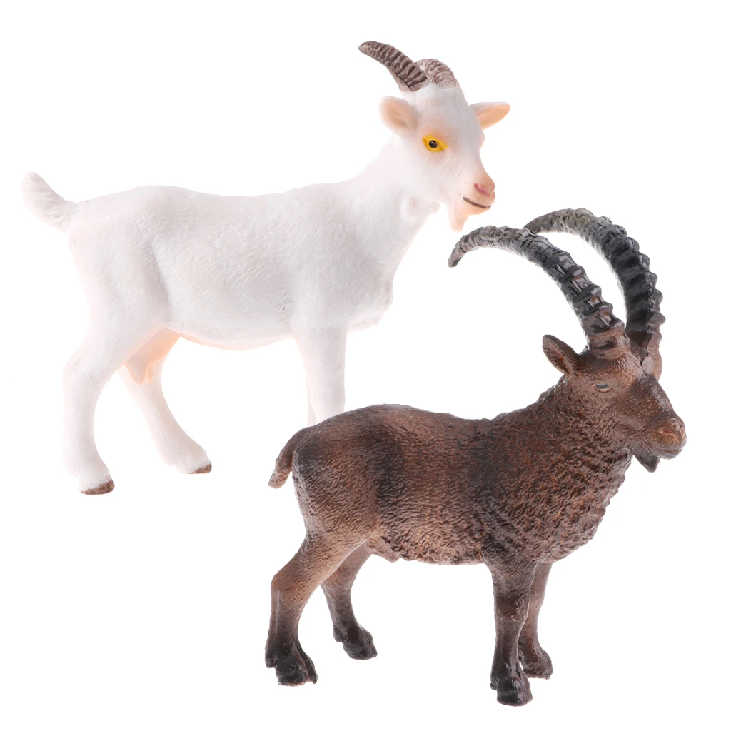 2pcs Vivid Farm Zoo Goat Animal Poultry Model Plastic Figure Toy Kids Gifts 