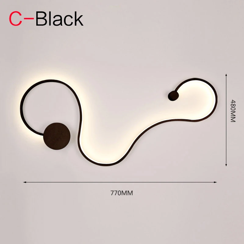 [VSSHOME] современный светодиодный настенный светильник для гостиничной спальни, настенный светильник, для помещений, фойе, для гостиной, декоративный светильник, светильник для коридора, ing - Цвет абажура: C   Black