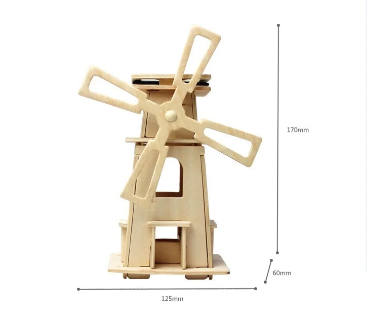 Высокое Качество Забавные DIY мини-игрушки на солнечных батареях с деревянной модель ветряной мельницы игрушки для детей детские развивающие Рождественский подарок - Цвет: Type 4