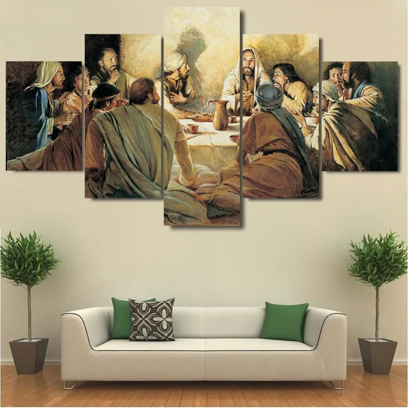 

Nordic Religious Jesus Christ Wall Art Canvas Painting 5 Piece Modern Modular Picture For Living Room Decor Posters And Prints