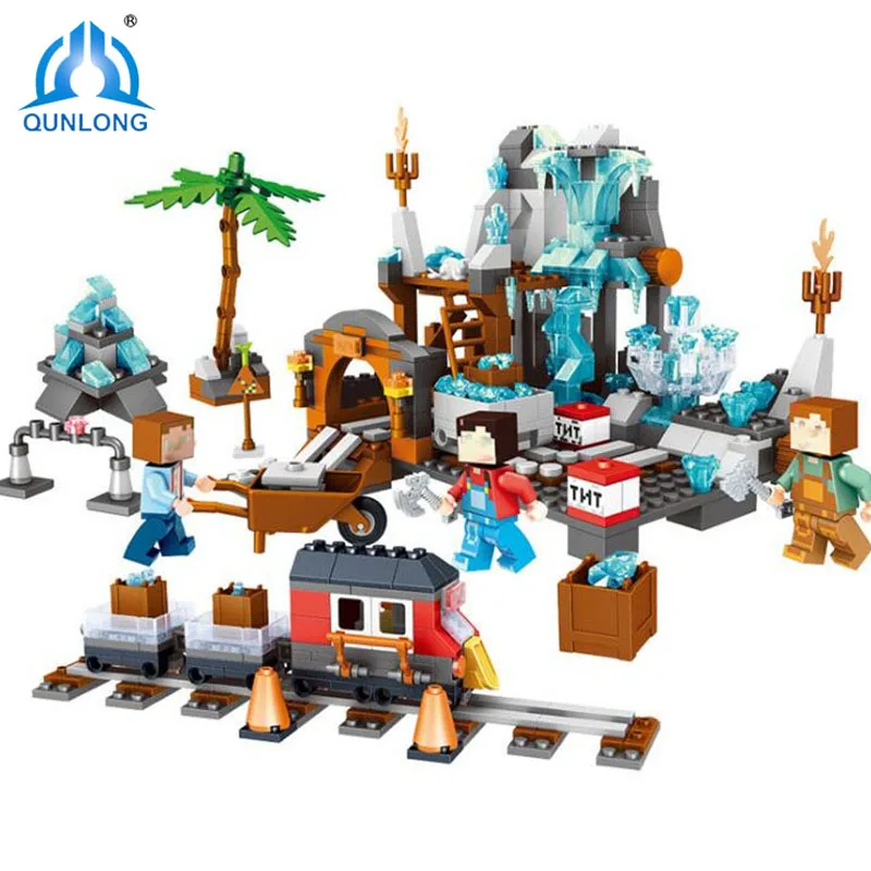 

Qunlong 718pcs Mine Crafted My Village DIY Brick Building Block Compatible Legoings City Figure Children Toys For Kids Gifts