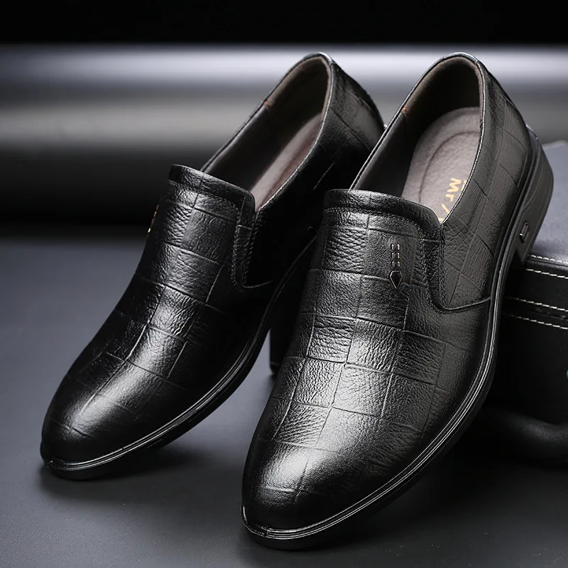 

Round Toe Fashion Leisure Genuine Leather Men's Dress Shoes Lace-Up Flat Sewing Solid Oxfords Spring Autumm Dress Men Shoes