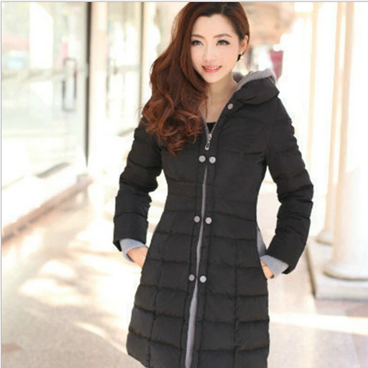 

2016 Female Warm Winter Jacket Women Coat Parka Down Jacket long section Slim zipper Outwear padded W-020