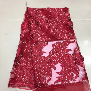 

Cassiel Newest Lace Material African French Lace Wine With Stones African Lace Fabric Embroidery Fabric For Wedding