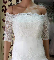 Amazing Bateau Lace Bridal Bolero Shawl Half Sleeves Classic Lace Bridal Jacket Wrap Wedding Accessory Custom Made Size