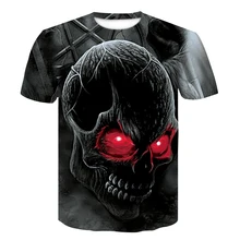 Мужская черная футболка с черепом, забавная одежда в стиле панк-рок, военная футболка с 3d принтом, мужская одежда в стиле хип-хоп, летняя уличная одежда