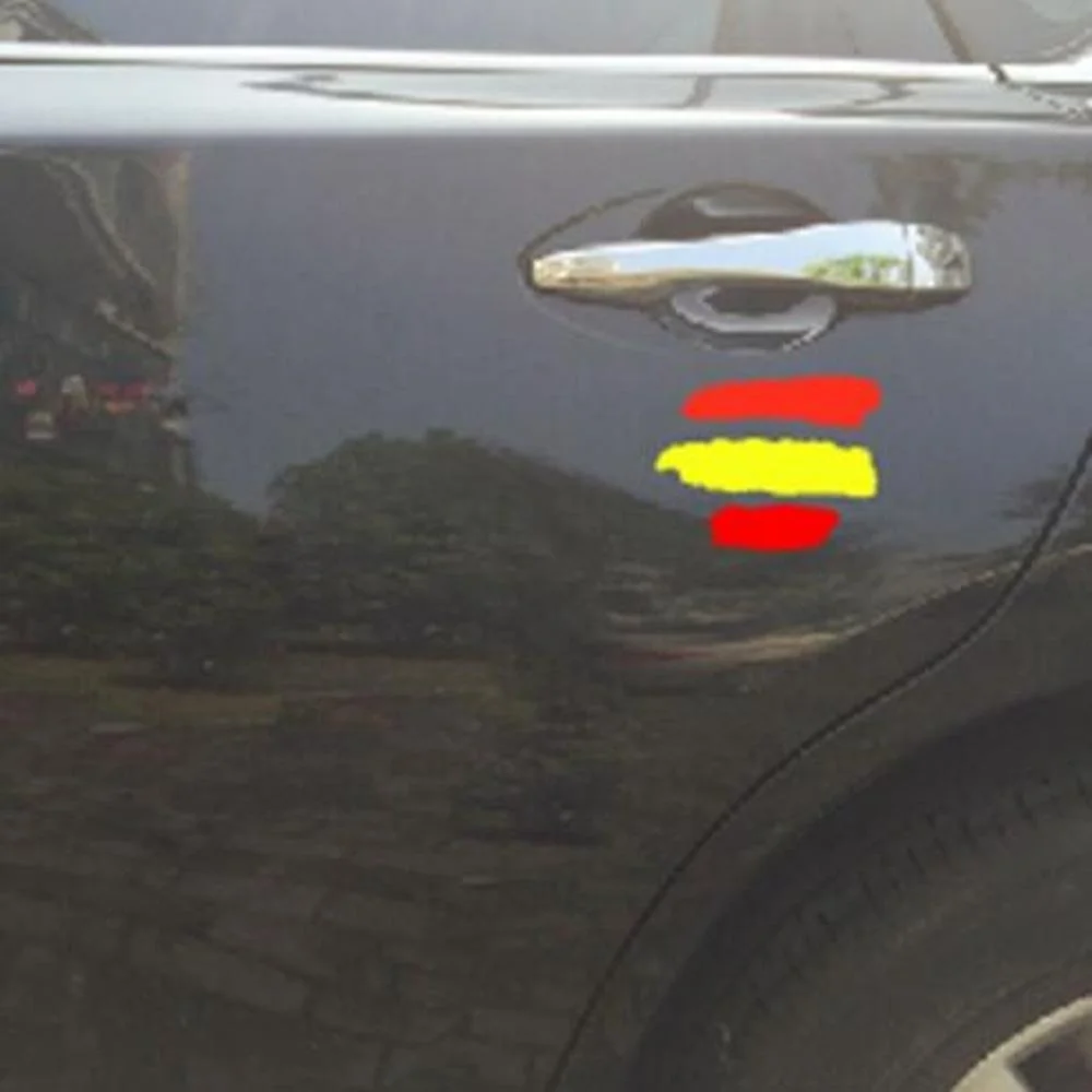 2PCS Spain Flag Car Reflective Sticker Waterproof Car Window Sticker Body Decor Sticker Bumper Sticker