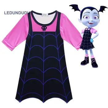 

Cartoon Junior Vampirina Girls Kids Dress Short Sleeve Summer Fancy Dresses Children Pajamas Cosplay Costumes