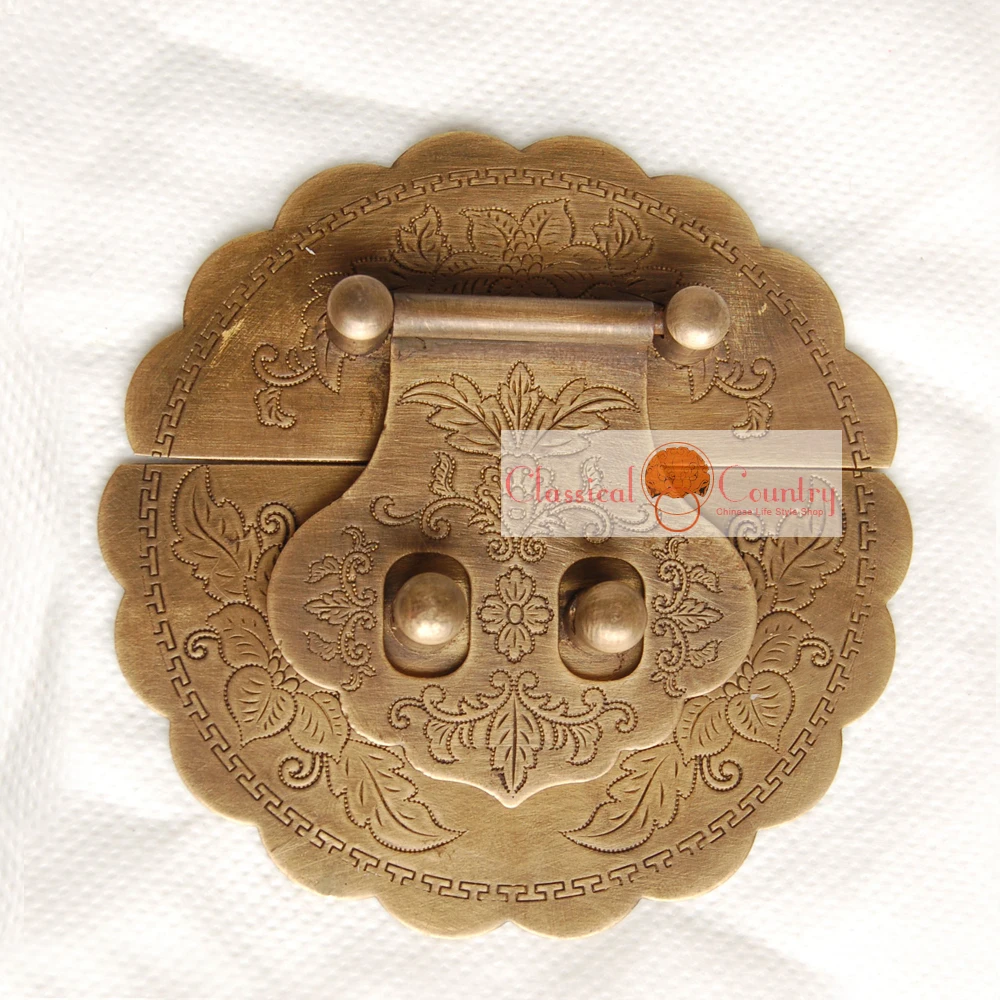 9cm Brass Latch Catch for Chinese Furniture Trunk Jewelry Box Locking