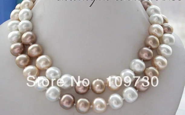 

Jewelry 001601 34" 15MM multicolor EGG SOUTH SEA SHELL PEARL NECKLACE