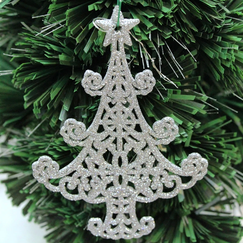

AHYONNIEX 1PC Glitter powder colorful christmas Tree ornaments 14.5CMX9CM X-mas tree Hanging ornament adornments for IDIY party