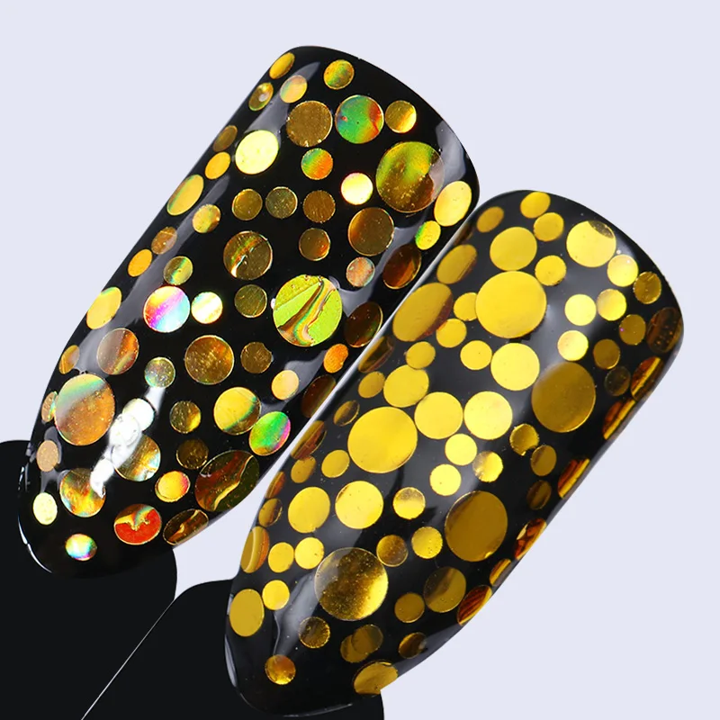 1,5 г голограмма золотые блестки для ногтей 1 мм 2 мм 3 мм смешанный размер Круглый хлопья для ногтей голографический набор глиттеров УФ Цветной Гель-лак
