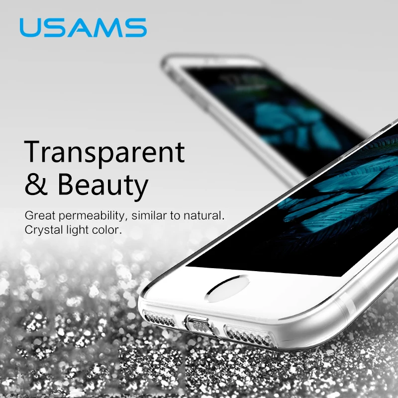 USAMS Luxury ТПУ Case Для iPhone 7 Plus 0.8 мм Ультра Тонкий Cover for Крышка с Dust Разъем Дизайн 4.7