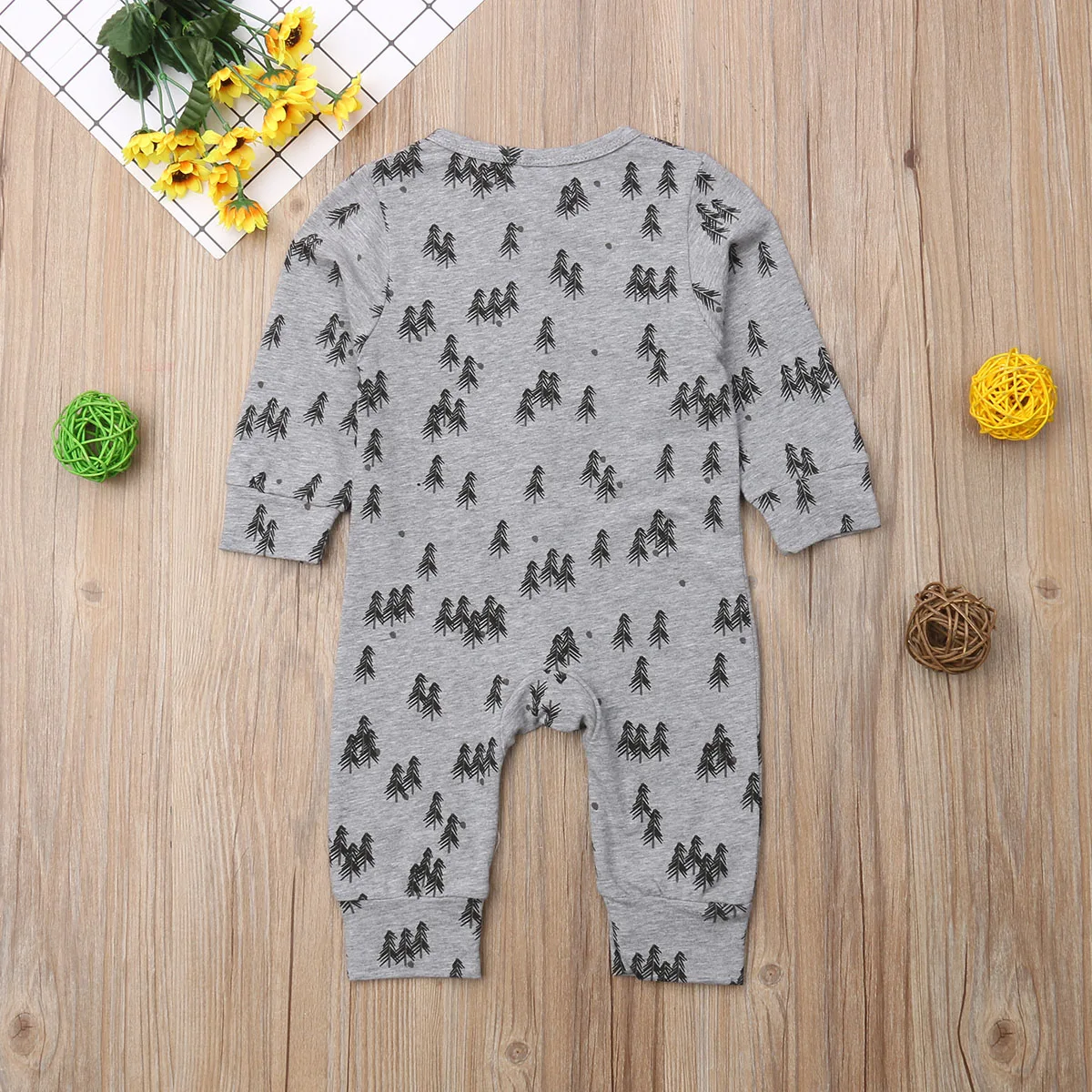 Комбинезон с рисунком дерева для маленьких мальчиков и девочек; хлопковый комбинезон; мягкая Пижама для новорожденных; одежда для маленьких девочек; детская одежда