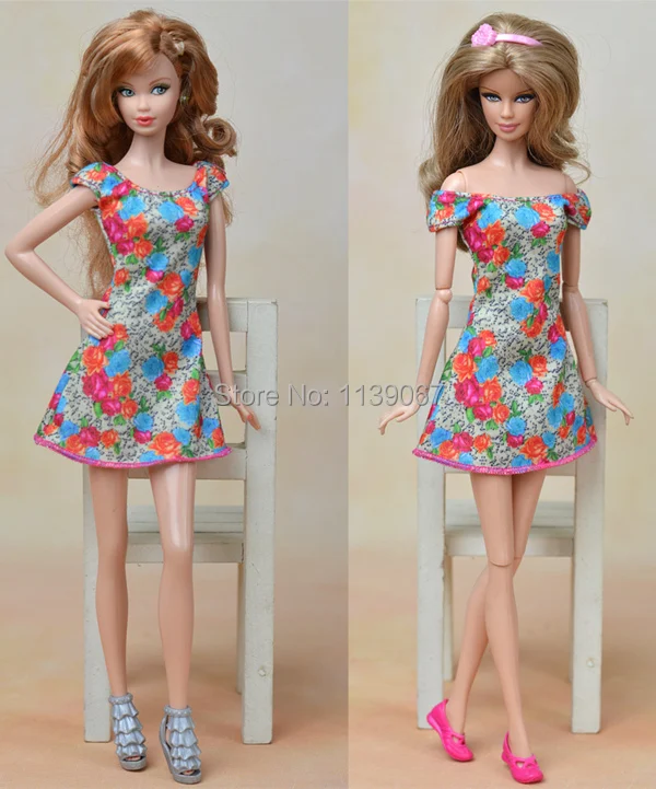 

2015 New Design Original Floral Print Skirt Flower Party Gown Dress Clothes Outfit For 1/6 Kurhn Barbie Doll Girls Birthday Gift
