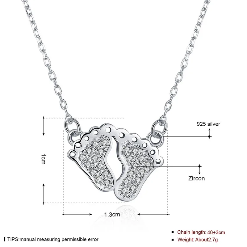 DODO Unique Small Footprints Inlaid Australian Crystal Necklaces & Pendants 925 Sterling Silver Link Chain Fashion Jewelry SN50 (5)