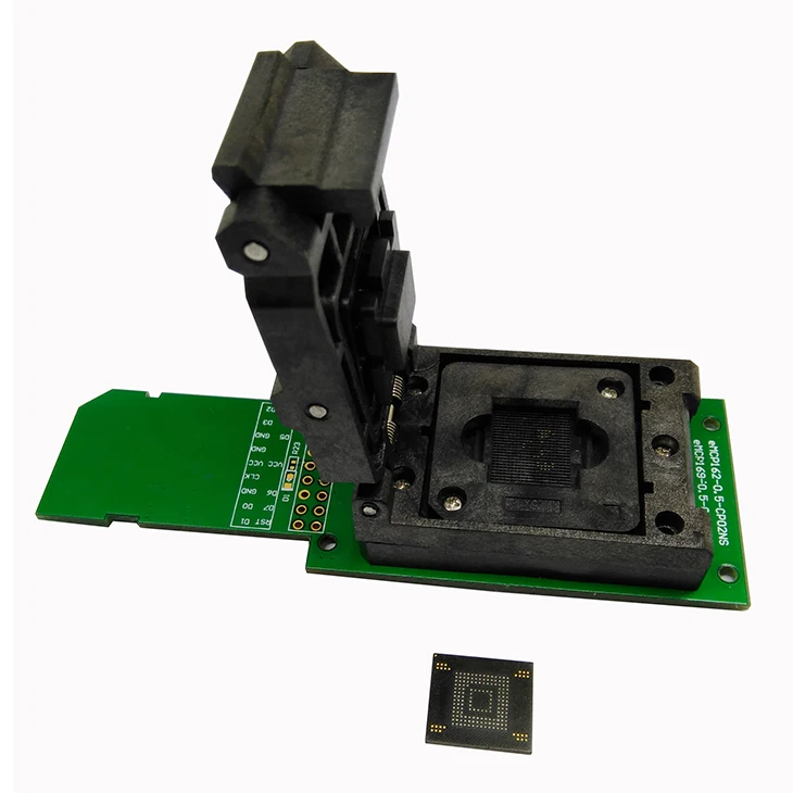 

eMMC test adapter with SD Interface,Clamshell Structure,14*18mm,for BGA153 and BGA169 test socket,for data recovery