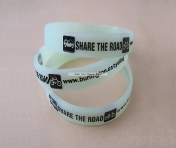 

Cycling Race Promotion Logo Text Custom Cheap Luminous Silicone Wristbands Caved Gift Glow in Dark Deboss Hand Bracelets