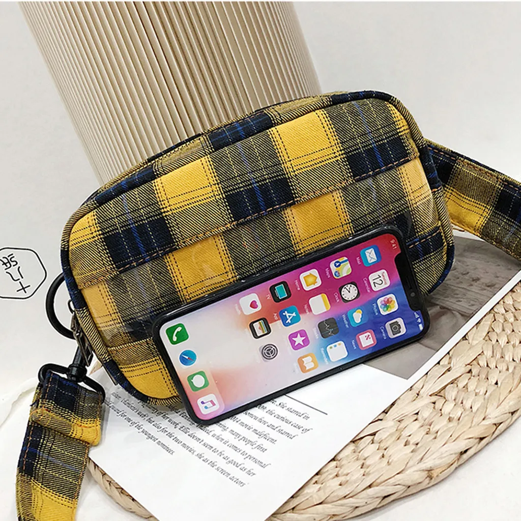 

female plaid Chest Bag Zipper nylon Messenger Bag Sport Chest Bag Fanny woman's pack 2019 Korea style crossbody Bolsa Feminina