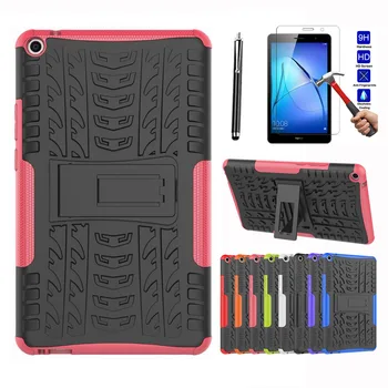 

XSKEMP Case For Huawei Mediapad T3 8.0 Cover Heavy Duty 2 in 1 Hybrid PC Rugged Durable Tablet Stand Protective +Tempered Glass