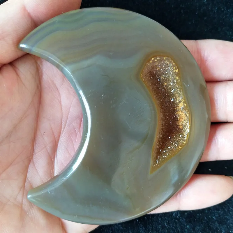 Натуральные камни и кристаллы cristal Форма Луны агат Кристалл кластер домашний