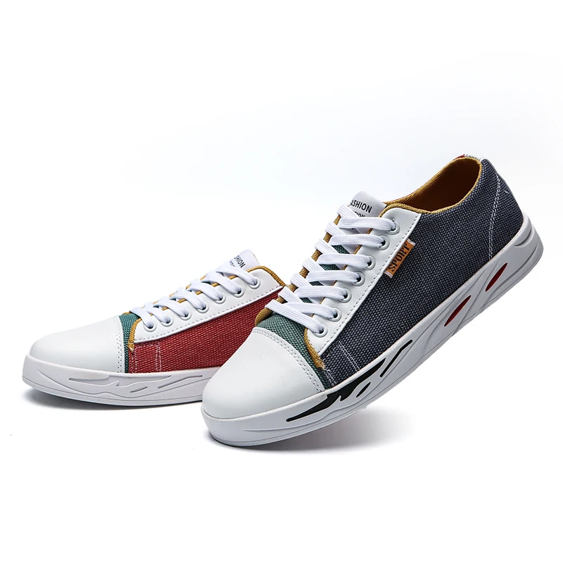 

Men Canvas Mix Colors Upper summer spring flats Vulcanized Shoes for Man Walking Students sandals Lightweight Lace-Up Sneakers