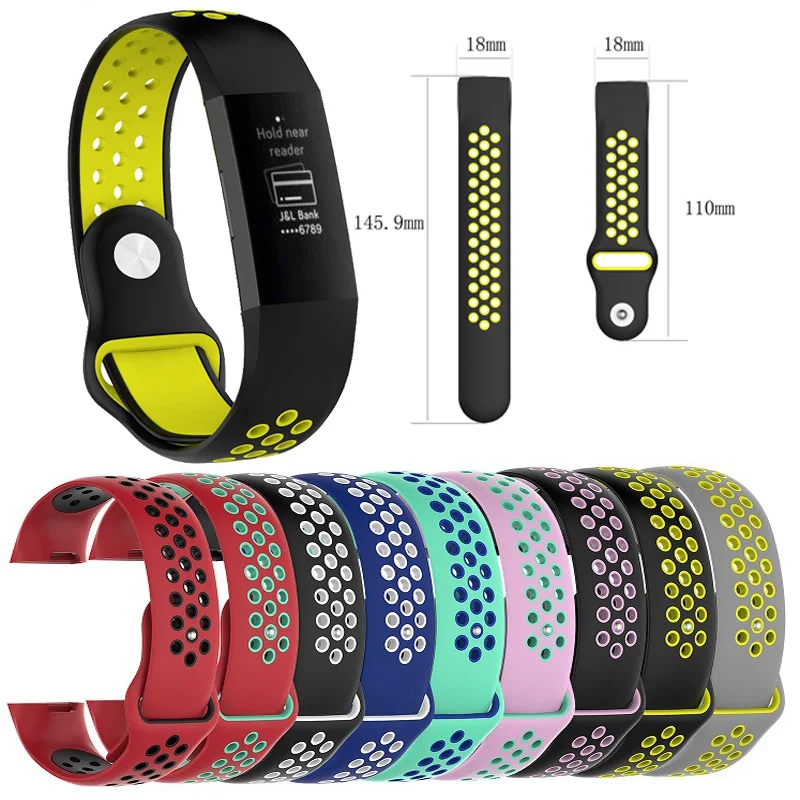 

Double Color Wrist Strap For Fitbit Charge 3 Band Silicone Sports Watchband For Fitbit Charge3 Straps with Breathe hole