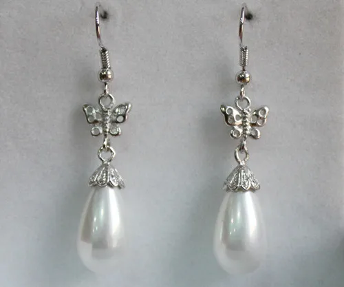 

Free shipping 12X16MM White/Red/Pink/Blue/Black/Green Sea Shell Beads Butterfly Drop Earring