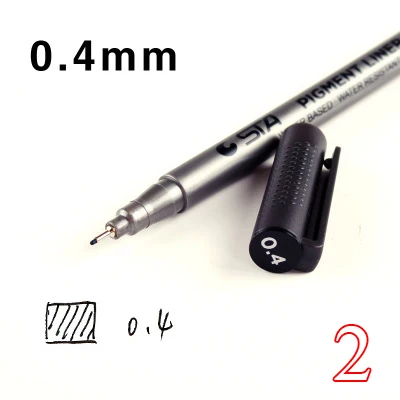 Товары для художников, разные наконечники, черная ручка для эскизов, профессиональная пластиковая пигментная ручка с крючками, художественные маркеры, ручка-вкладыш - Цвет: 0.4mm