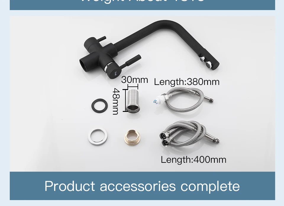 Frap New Black Kitchen Faucet Seven Letter Design 360 Degree Rotation with Water Purification Features Double Handle F4352-7