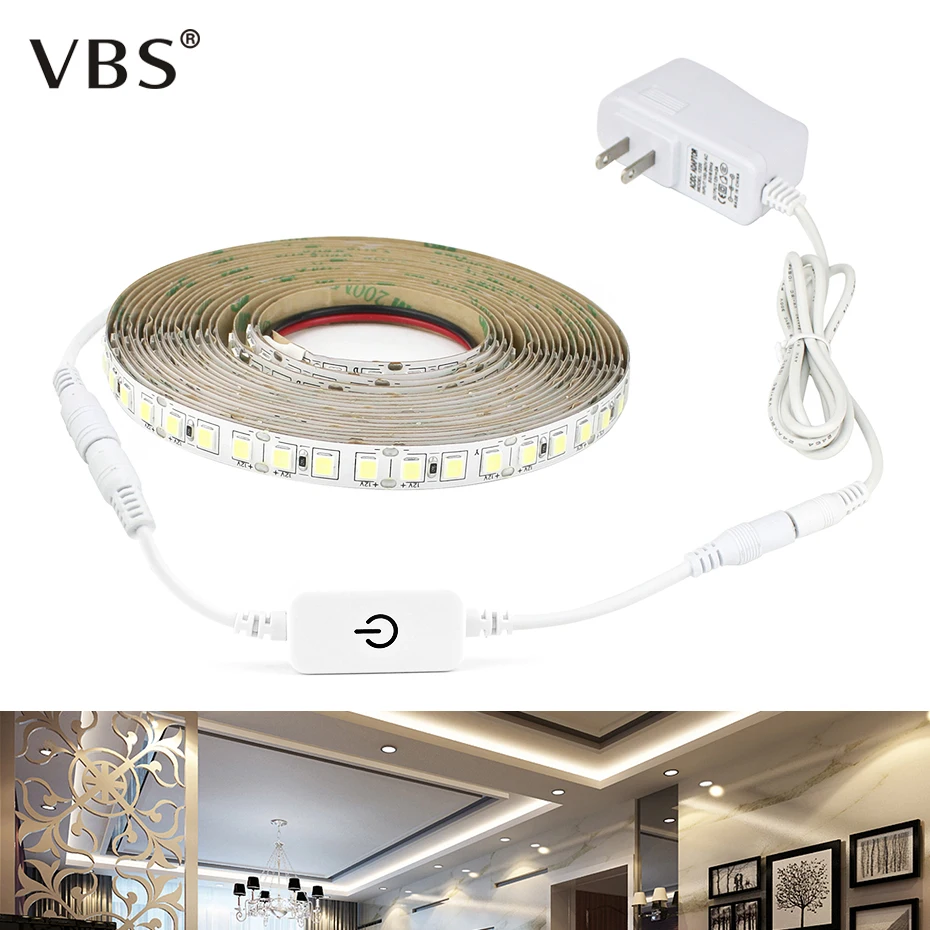 

Dimmable Touch Switch 4040 SMD LED Strip 12V 5M 110V 220V LED Flexible Light Diode Tape LED Ribbon Under Cabinet Kitchen Light