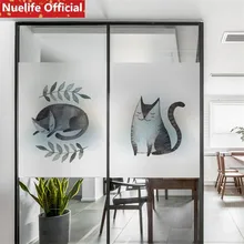 50x200 см Кот узор пленка «замороженное стекло» Дети Детская комната Ванная комната Кухня Гостиная Спальня двери, окна плёнки