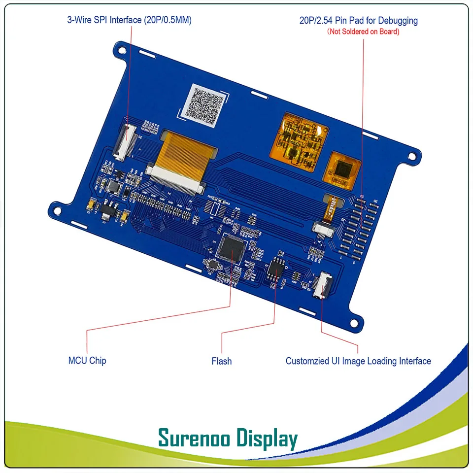5 дюймовый 0*800 480 серийный 3 проводной ЖК модуль SPI TFT с емкостной сенсорной панелью